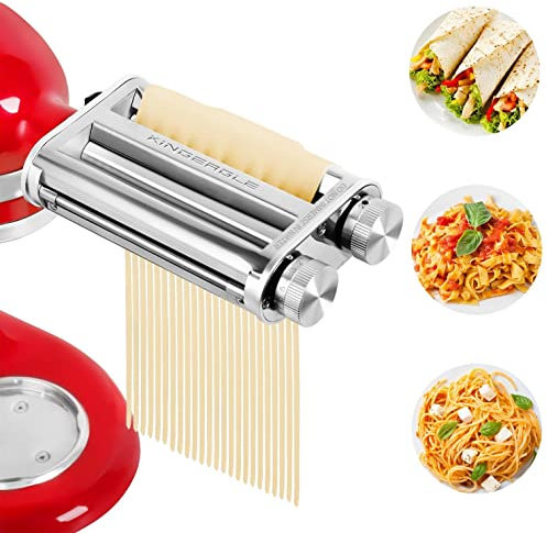Pasta Roller Noodle Cutters Attachment for KitchenAid Mixers, Pasta Maker Attachment Set Included Dough Sheet Roller, Spaghetti and Fettuccine Cutters Maker Accessories