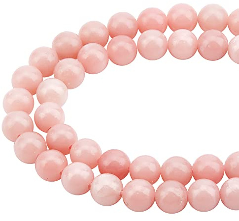 SUPERFINDINGS Circa 116 Pz 2 Fili Perline di Opale Rosa Naturale Fili Perline Sfuse Rotonde da 6 Mm Pietre Preziose di Opale Perline Sfuse Pietre di Energia di Cristallo Perline, Foro: 1 mm
