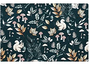 Sleepdown Decorative Placemat 100% Cotton Luxury Country Cottage Table Place Mats Washable Kitchen Dining Restaurant Christmas Set of 4 – Cream and Dark Green Reverse (49cm X 32cm)