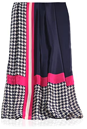 GLORIS Pañuelo para mujer, fino y sedoso, grande, 180 x 90 cm, con estampados coloridos. Pañuelo para el cuello para mujer. Pañuelo para la cabeza, bufanda, bufanda de seda, elegante, Pata De Gallo