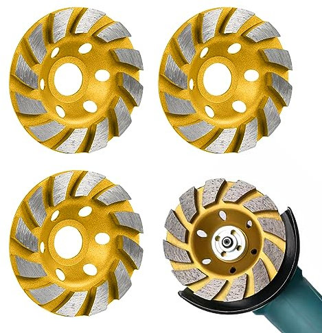 100MM Diamond Grinding Cup Wheel: YOYIAG 3 Pieces Diamond Grinding Disc Diamond Turbo Grinding Cup Wheel Angle Grinder Accessories, Diamond Turbo Row Cutting Wheel for Concrete, Rock, Ceramic, Marble