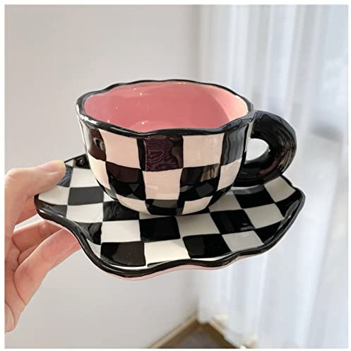 Emaille Tasse Handgemalte keramische Becher personalisierte Schachbrett original design kaffeetasse untertasse for tee milch kreative geschenke griff trinkseite Porzellantasse