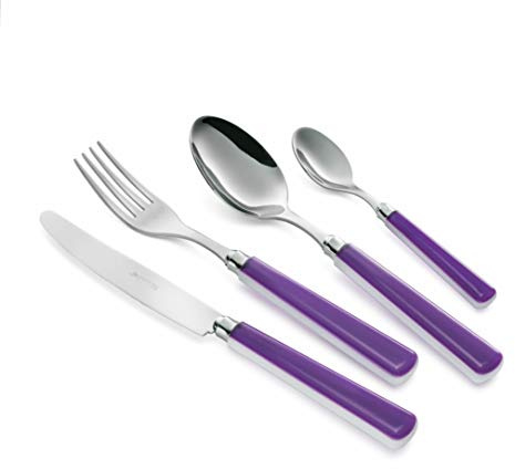 Eme Posaterie Candy Viola 2623 - Set di Posate da Tavola in acciaio inox 18/10, per 6 persone, 24 pezzi