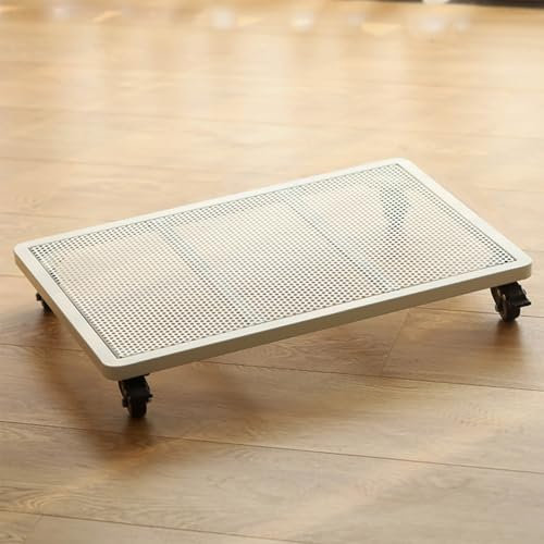 Portavaso In Metallo Per Fioriere,Carrello Per Piante Carrello Per Piante In Vaso Per Giardino, Patio, Cortile, Terrazza, Pallet Per Piante Con Ruote Frenanti,Base In Acciaio A Rete ( Color : White ,