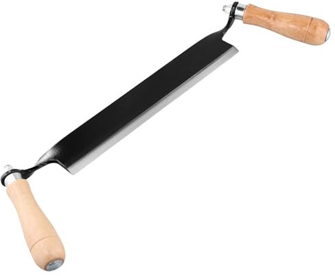 QWORK® Couteau à tirer droit 250 mm, Lame acier à haute netteté, Poignées ergonomiques en bois