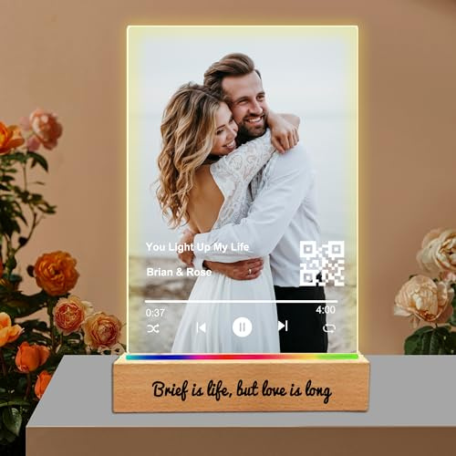 toyofmine Placa Spotify Personalizada con Foto, Con Marco o Base | Diseño con Código escaneable de Canción. Regalo de Cumpleaños, Regalos Pareja, Aniversario, San Valentín (5 tamaños: 15-40 cm