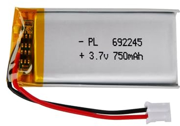 Batterie Lipo 3,7 V, 750 mAh 692245 Lithium-polymère avec Connexion 2P-PH avec Pas de 2,0 mm