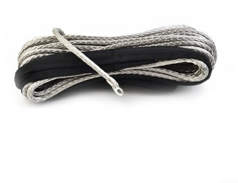 Hasaller 5 mm Dicke 15 m Länge Synthetische Seilwinde Seilwinde Seilwinde Seil ATV UTV Hochfeste synthetische Seilwinde Schnur Kabel Seil Abschleppseil mit Mantel für ATVs Winden UTV SUV LKW Boot Grau