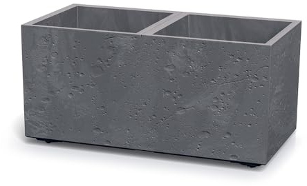 Kreher Pflanzkasten in verschiedenen Formaten und Farben. Tolle marmoriertem Betonoptik in Grau oder Anthrazit! Aus robustem Kunststoff! (Grau, 77x39)