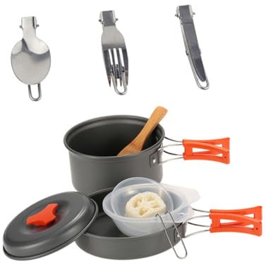 VANZACK Kit de Camping D'ustensiles de Cuisine D'extérieur pour 1 à 2 Personnes Ensemble de Batterie de Cuisine pour Pique- Accessoires de Camping