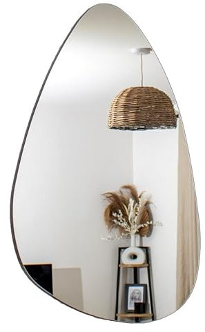 Darthome Frameless Pebble Glass Wall Mirror 70x50cm Irregular Shaped Modern Home Decor