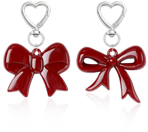 2 Stück Schleife Schlüsselanhänger Damen Acryl Bögen Taschenanhänger Kawaii Bow Keychain Cute Bows Key Chain Bag Charms Rot Schleifenknoten Taschen Anhänger Schlüsselanhänger Süß Schleifen Bag Charm