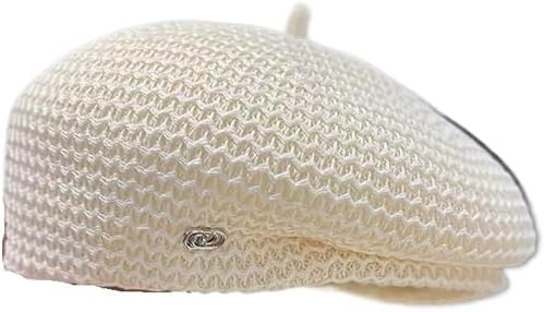 Niltracy Berretto da donna versatile che guarda il viso, piccolo, primaverile ed estivo, in seta di latte, traspirante, cappello da pittore a pieghe a forma di zucca, Beige, Taglia unica