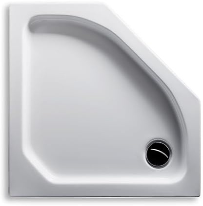 Duschwanne fünfeck weiß aus Acryl, wahlweise: 90x90 oder 100x100cm / flach oder superflach, aus deutscher Produktion (weiß, 90 x 90 x 6,5cm)