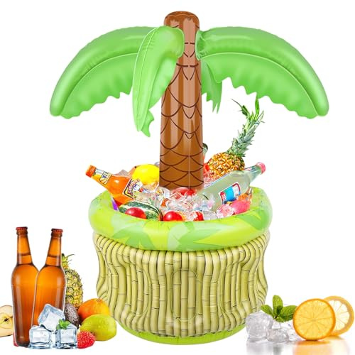 FePen Aufblasbarer Biereimer für Sommerpartys, Pool Getränkehalter, Schwimmender Getränkehalter für Partys (Coconut Tree)