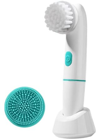 Spazzola elettrica per la pulizia del viso, 2 in 1, per la pulizia profonda, impermeabile, per esfoliazione, pori intasamento dello sporco IPX5 (blu)