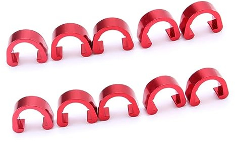 Mipcase 10 Stück C-Förmige Fahrradkabelschellen aus Aluminiumlegierung Leichte Rote Leitungsbefestigung für Mountainbike und Geländerad zur Fixierung von Brems- und Schaltzügen