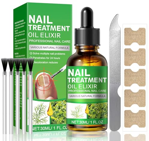 Fungal Nail Treatment, Extra Strong Nail Fungus Treatment for Toenail with Tea Tree Oil, Toe Nail & Ingrown Toenail Treatment, Nail Growth Treatment, Improves Thick Discolored Nails + 5 Patches, 30ml