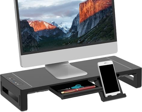 Sghtil Elevador de pantalla - Soporte multifunción para escritorio con vela - 52 cm plegable y ajustable para ordenador de sobremesa, portátil, TV, estación de trabajo hogar