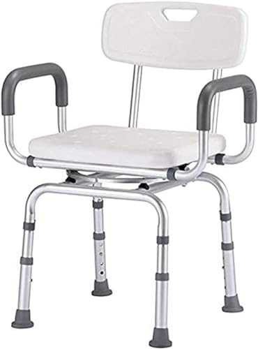 HTTGDGDH Silla De Ducha Giratoria De 360 Grados, Taburete De Ducha Ajustable Sin Herramientas, Silla De Bañera para Garantizar Estabilidad, Altura Ajustable, con Respaldo Y Reposa(Blanco)