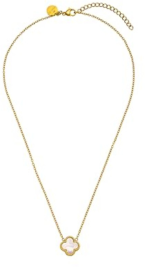 Purelei Lucky Pearl Kette Damen – Perlmutt Kleeblatt Anhänger, wasserfeste Halskette, verstellbar, Edelstahl, Geschenk für sie, modisches Accessoire, in Gold, Roségold oder Silber