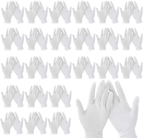 24 Pairs of Soft Cotton Gloves for Moisturizing, Hand Care - One Size Fits All