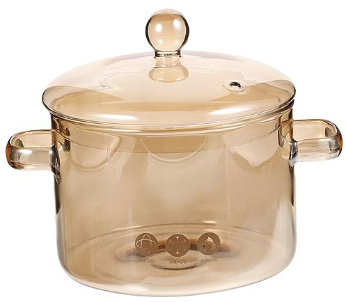 ARTSEWPLY Pentola in Vetro Borosilicato Con Coperchio Doppia Maniglia Ergonomica Versatile Per Cottura Zuppe Verdure e Pasta Resistente Al Calore Per Uso Domestico e Noodle Bowl