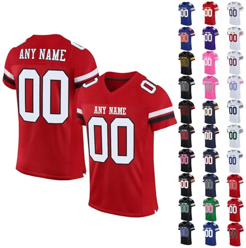 Personalisiert American Football Trikot Custom Football Jersey mit Name Team Name Nummer Personalisierte Trikot T-Shirt für Kinder Erwachsene Junge Mädchen Herrn Damen #21