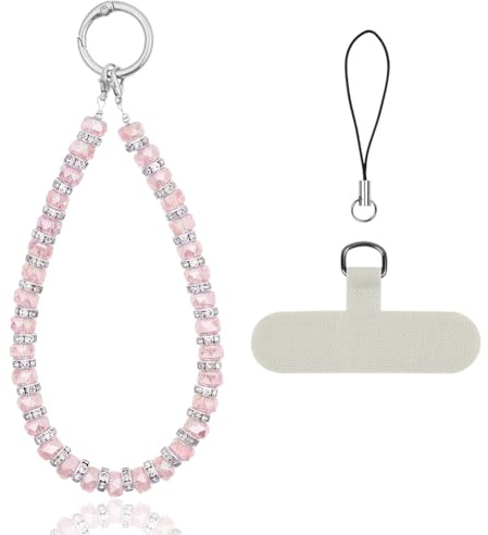 APXEL Phone Charm, Natural Crystal Beaded Charms Lanyard, Anti- Lost Charm Wrist Strap Phone Lanyard Wrist Strap Keychain for Wallet Handbag Camera Cell Decoration