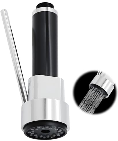 Aihoom Robinet D'évier de Cuisine avec Douchette Moderne, Tête de Pulvérisation Universelle pour Évier, Kit de Remplacement, Finition Chrome, Poignée Unique, Compatible avec Cuisine et Bains