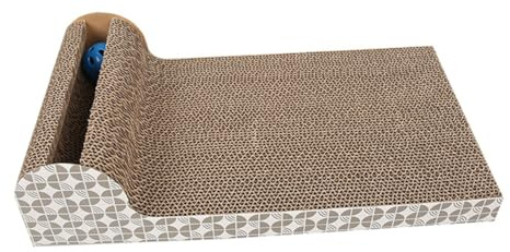 Milisten Rascador para Gatos de Cartón Reciclado Doble con Catnip Natural Juguete con Campanas para Entretenimiento Resistente y Saludable para Gatos Pequeños y Grandes