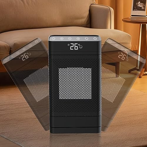 Drepint Stufetta Elettrica Basso Consumo 2000W, 3 Modalità, Modalità ECO Stufa Elettrica Basso Consumo 70° Oscillazione, Timer 12H, Telecomando, Protezione da Ribaltamento per Uso Interno