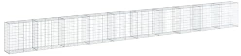 Nqyjm Recinzione in Maglia da Giardino Cestino Gabion con Coperchio 1000x50x100 cm Ferro Zincato, Gabbioni per Pietre per Terrazza Esterna Prato Decorativo