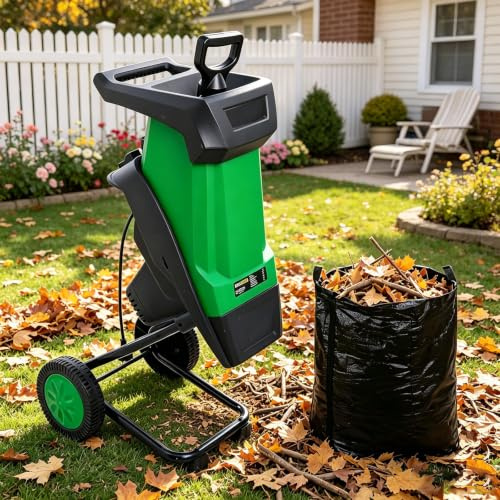 CLEASEBILY Cippatrice elettrica, trituratore Rami e Foglie, biotrituratore, 2400W, 15:1 riduzione, 50L Raccolta, Protezione sovraccarico, per Giardino e Prato, Facile da spostare