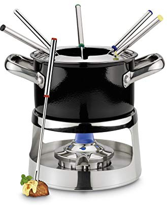 Spring KP2698306016 Interlaken Fondue-Garnitur, 18/8 Edelstahl, schwarz 16 cm