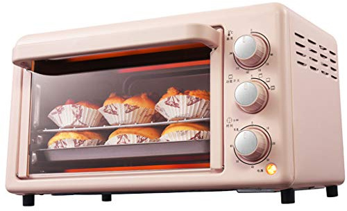 AICN Horno De Convección De Sobremesa 19L Rosa 3 Modos De Calentamiento Temperatura Ajustable 0-240 ° C y Temporizador De 60 Minutos Doble Posición De Cocción Puerta De Vidrio Templado 1200W