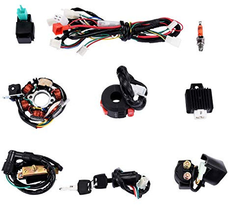 YULLING Électrique Complet Bobine De Stator CDI Faisceau De Câblage Bougie D'allumage Quad Fil Harnais Ensemble Pour 50cc 70cc 90cc 110cc 4 Temps ATV Vélo Buggy