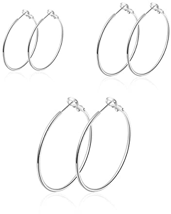 Hasnsofie 925 Sterling Silber Creolen für Damen - Hypoallergen Groß Huggie Ohrringe Set in 30, 40, 50mm