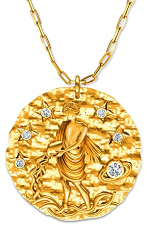 LillyMarie Collar Con Colgante De Signo Zodiacal Acuario En Plata De Ley Chapada En Oro