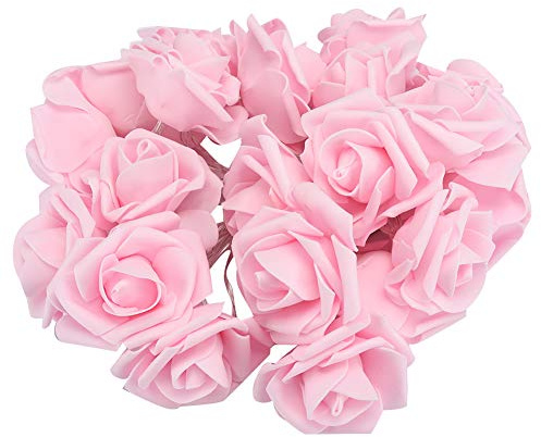 Flower String Light, 3 Meter 20LED USB Artificial Flower String Lights Rose Fairy Lights for Valentine's Day Wedding Decoration with Warm Light(3 Meters 20 Lights-Pink Rose-USB)