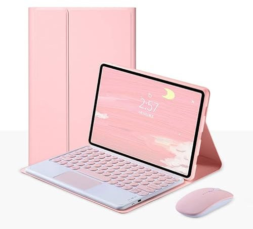 SZHHFJJYP HHF Tab Accessori per Amazon Fire HD 10 2021 10.1 Pollici, Tastiera touchpad Caso Wireless Tastiera Bluetooth Mouse per Amazon Fire HD 10. più (Colore : Pink Touchpad Mouse)