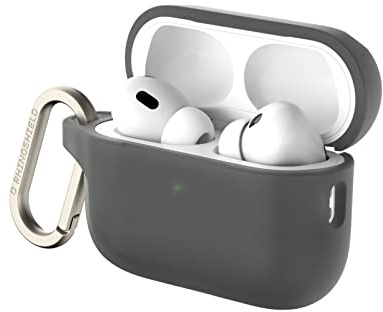 RhinoShield Kopfhörer-Hülle für AirPods Pro 2 - Schwarz | Fallschutz nach Militärstandard, kabelloses Laden, Karabiner inklusive