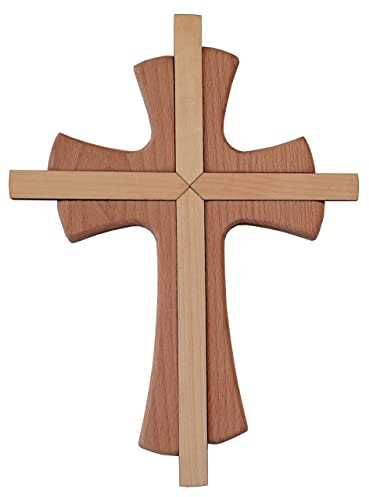 Kaltner Präsente Idée cadeau – Croix murale en bois de hêtre véritable, Déco Murale pour le mur 25 cm moderne