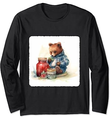 Ours avec un pot de confiture. Ours tenant un pot de confiture, animal Manche Longue