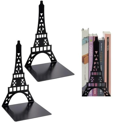 KAYEF Blocs de bibliothèque 2 pièces, Serre-livres en métal, Serre-livres noirs, Serre-livres noirs, Serre-livres décoratifs, Serre-livres pour écoles, bureaux (Pylônes)