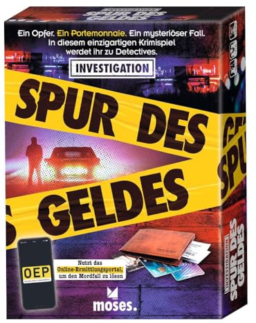 moses. Spur des Geldes - innovatives Krimispiel mit analogen und digitalen Rätseln, Escape-Spiel mit fesselnder Story für Detektive, Rätsel-Spiel für Jugendliche und Erwachsene Spieler ab 14 Jahren