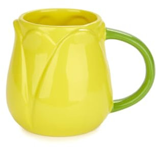 Balvi Mug Tulip Color Amarillo Taza en Forma de Flor de tulipán Cerámica 400 ml