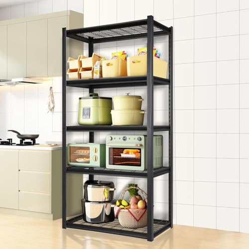 PACHIRA Gitternetz Schwerlastregal, 90 x 42 x 183 cm Largerregal, 5 Tier Einstellbare Regal jeweils Traglast bis 180 KG, Total Fachlast 900 KG, Robuste Kellerregal, Vorrastsregal Für Packhaus, Büro