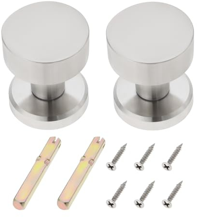 The Lord of the Tools HP992W Drehbarer Türgriff aus Edelstahl, Kugelgriff, schlüssellos, verstecktes Schloss mit 8 mm Schließzylinderschraube, Silber, 2 Sets
