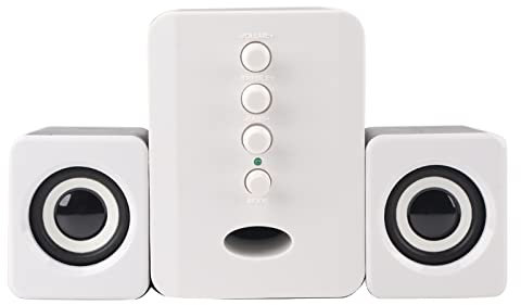 Gavigain sistema de altavoces multimedia, mini altavoz combinado con cable USB 2.1 reproductor de música bajo subwoofer altavoces estéreo para música, películas, juegos y (Noir Blanc)